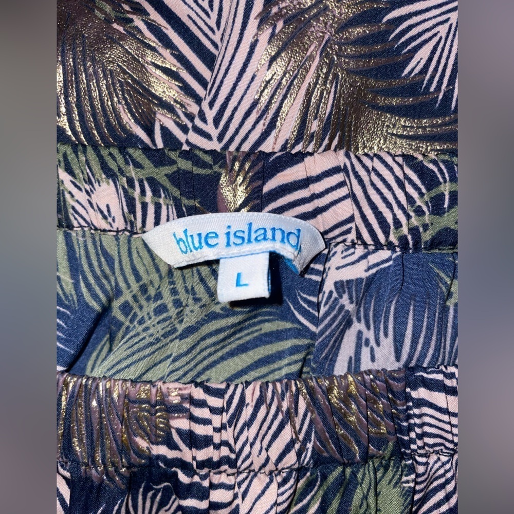 Blue Island Off-Shoulder Tropical Dress / Cover-Up Size L - Picture 6 of 8